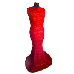 MUXXN Formal Floral Lace Dress Red Size La…